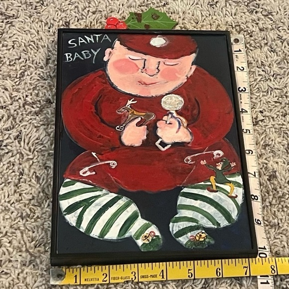 Nancy Thomas Santa Baby Wall Art Hand Painted Holiday Christmas Decor Winter - Picture 4 of 7